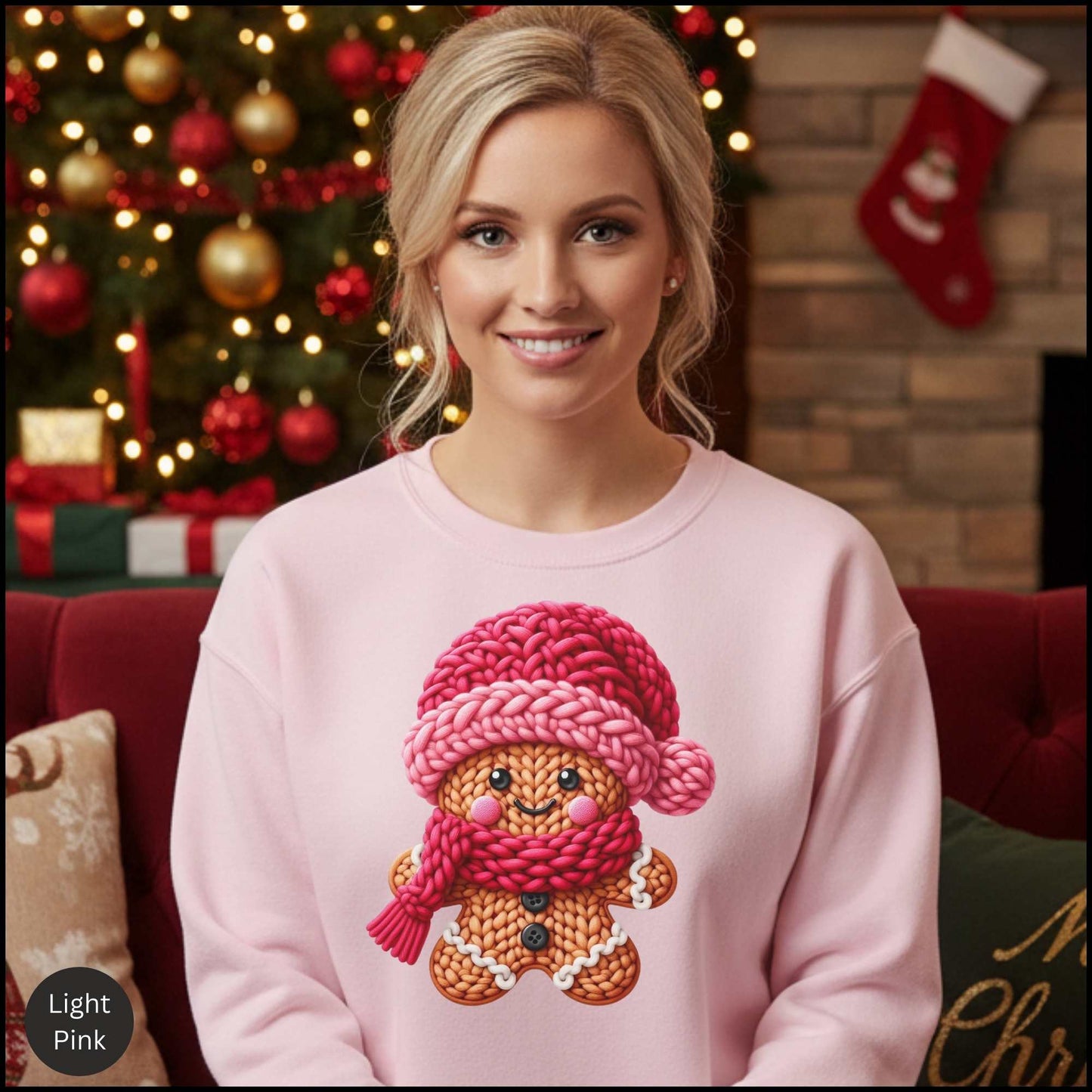 Cozy Knitted Gingerbread Christmas Sweatshirt – Cute Holiday Cookie Crewneck | Winter Cozy Aesthetic