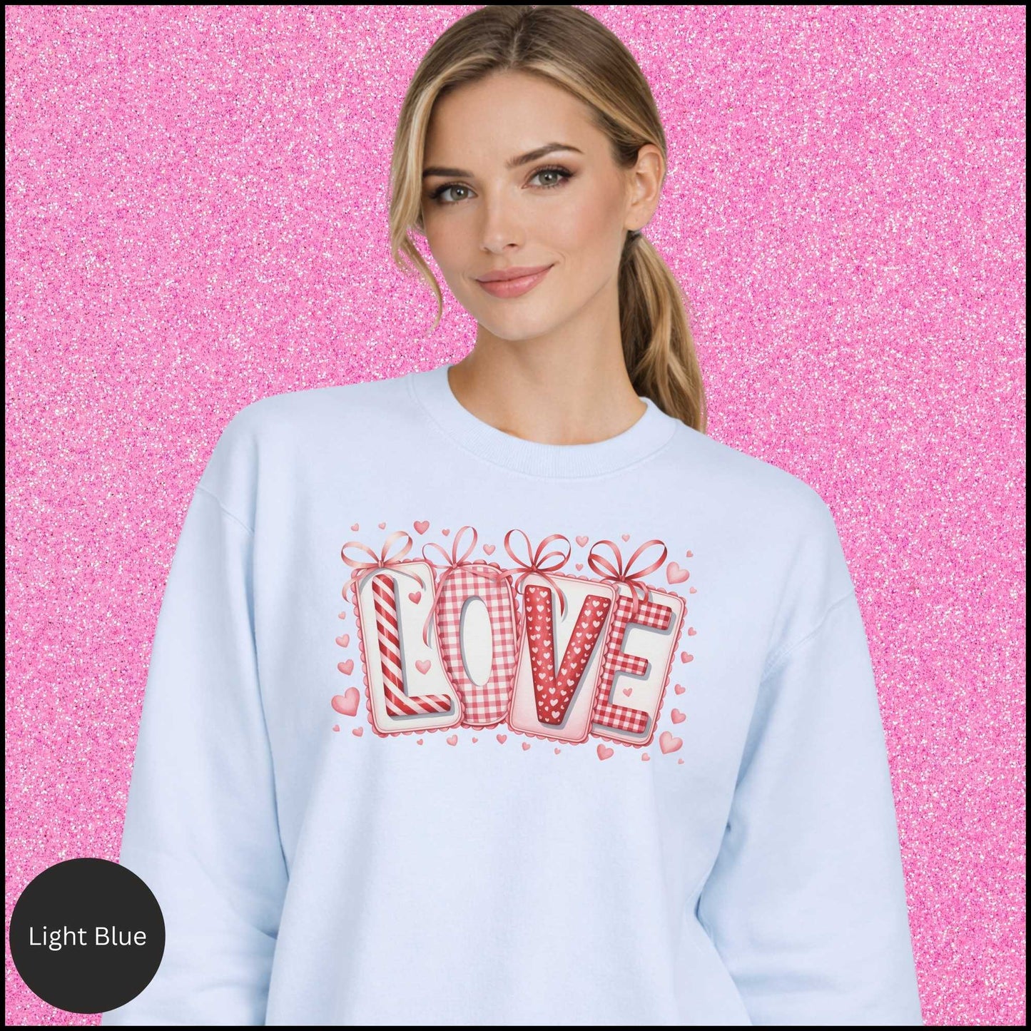 LOVE Sweatshirt, Valentine LOVE Crewneck, Pink Red Love Shirt, Cute Valentine Sweatshirt, Gift for Her