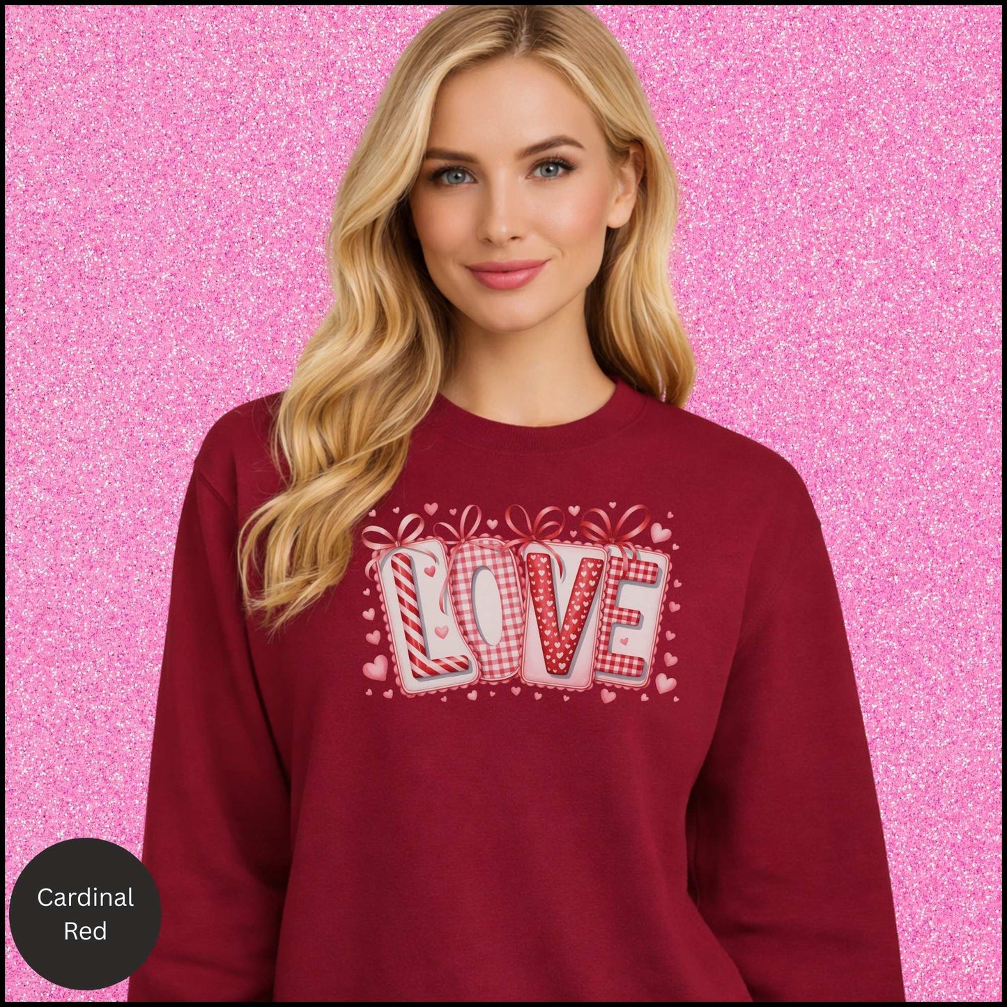 LOVE Sweatshirt, Valentine LOVE Crewneck, Pink Red Love Shirt, Cute Valentine Sweatshirt, Gift for Her
