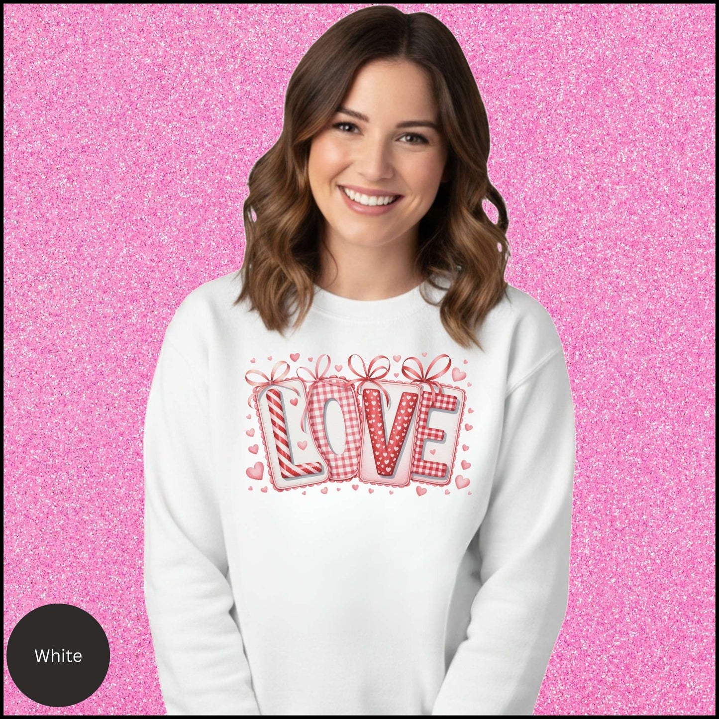 LOVE Sweatshirt, Valentine LOVE Crewneck, Pink Red Love Shirt, Cute Valentine Sweatshirt, Gift for Her