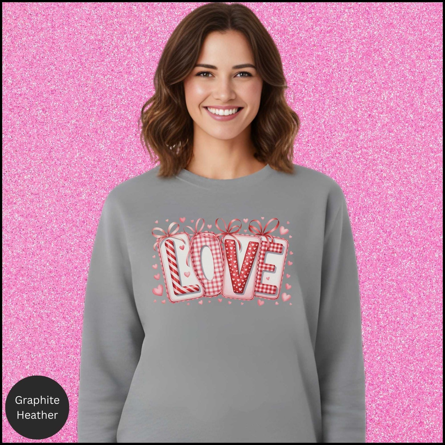 LOVE Sweatshirt, Valentine LOVE Crewneck, Pink Red Love Shirt, Cute Valentine Sweatshirt, Gift for Her