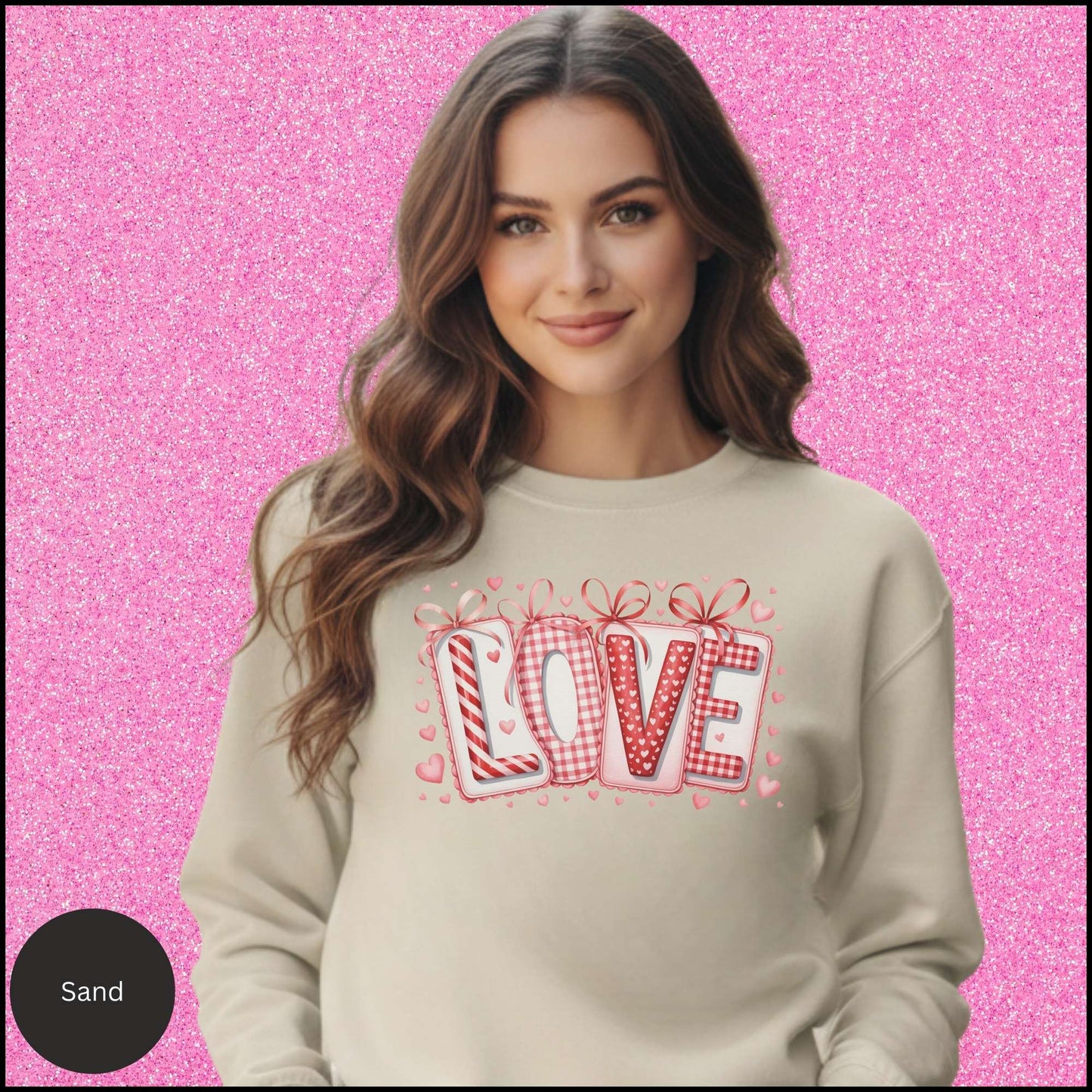 LOVE Sweatshirt, Valentine LOVE Crewneck, Pink Red Love Shirt, Cute Valentine Sweatshirt, Gift for Her