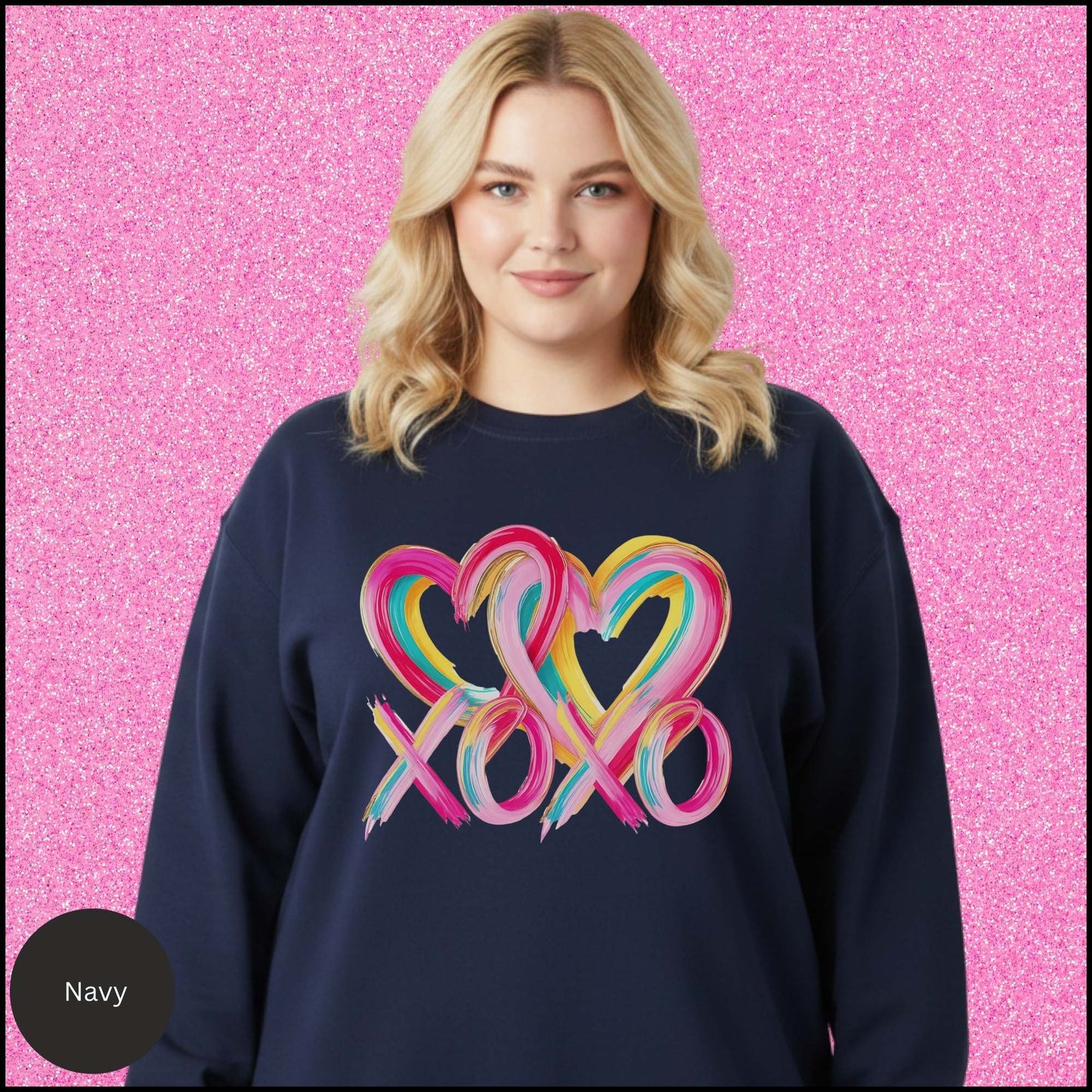 XOXO Sweatshirt, Colorful Heart Crewneck, Pink Rainbow Love Shirt, Cute Valentine Sweatshirt, Gift for Her