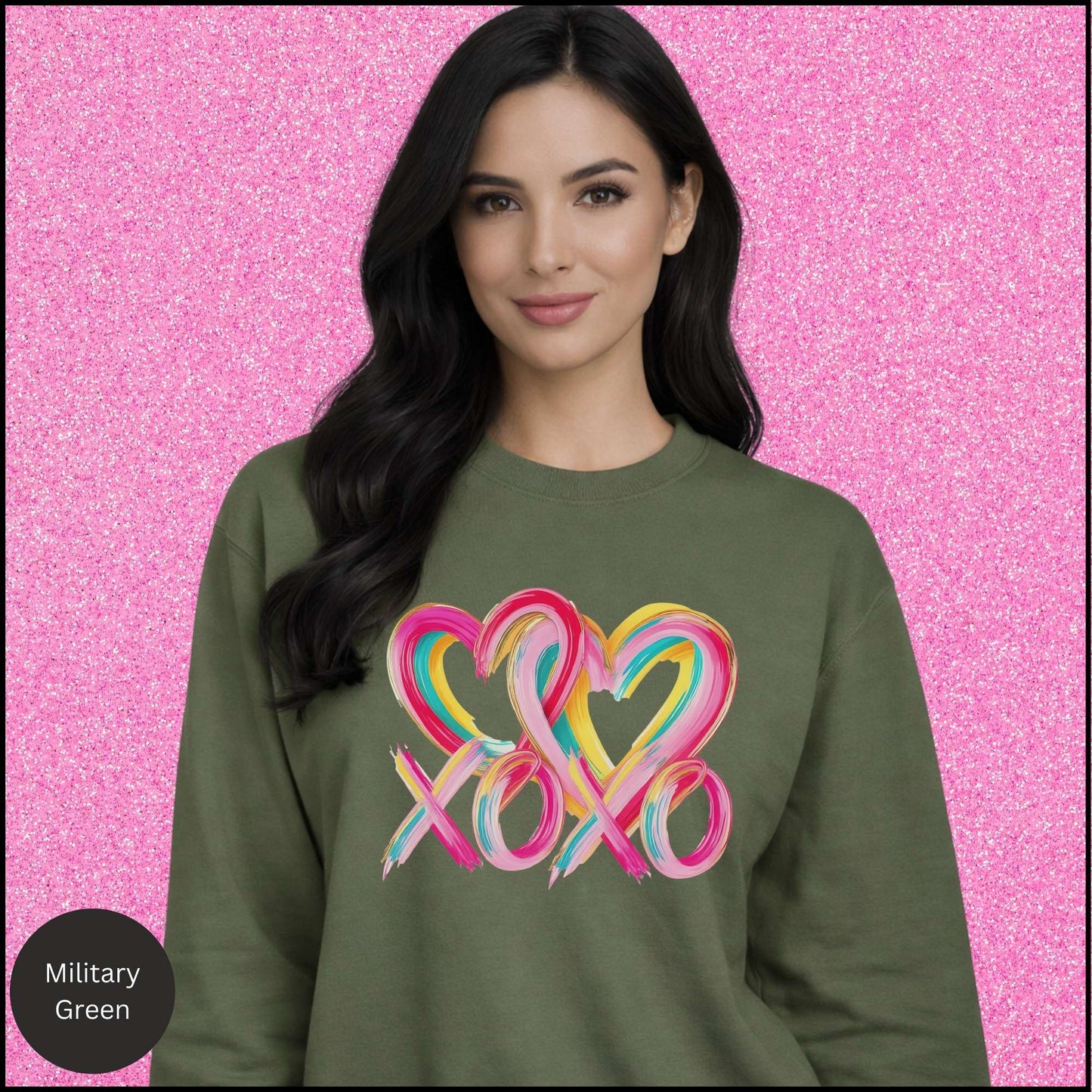 XOXO Sweatshirt, Colorful Heart Crewneck, Pink Rainbow Love Shirt, Cute Valentine Sweatshirt, Gift for Her
