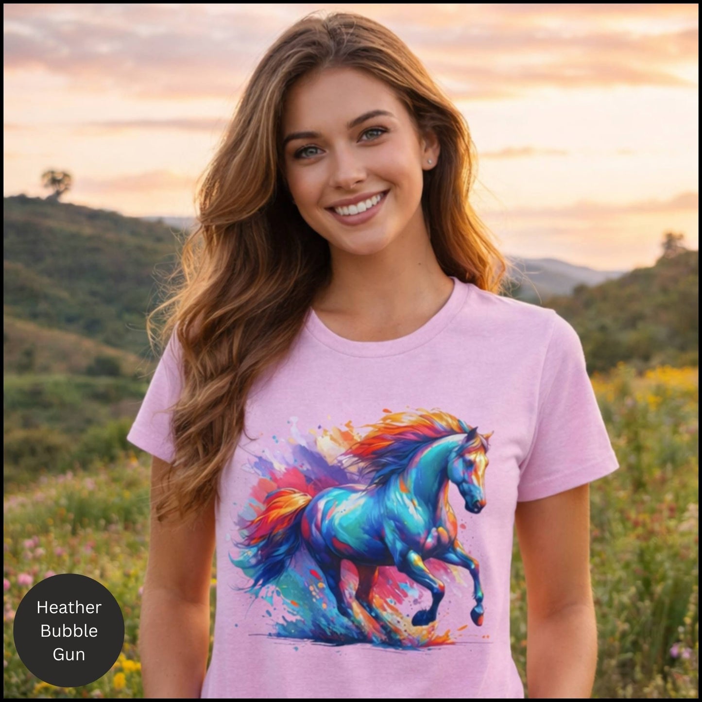Vibrant Wild Horse Graphic Tee – Colorful Artistic Horse Lover T-Shirt