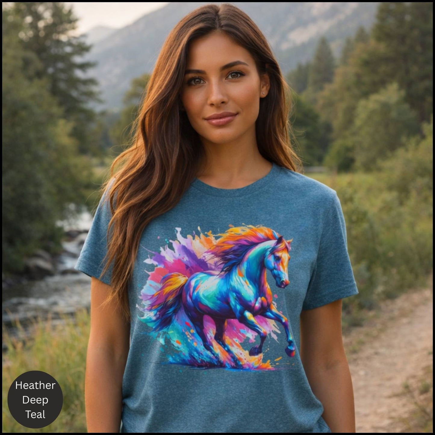 Vibrant Wild Horse Graphic Tee – Colorful Artistic Horse Lover T-Shirt