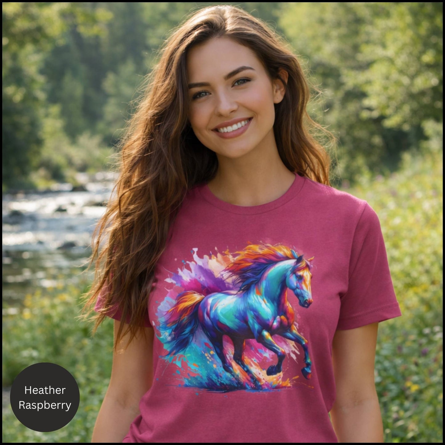 Vibrant Wild Horse Graphic Tee – Colorful Artistic Horse Lover T-Shirt