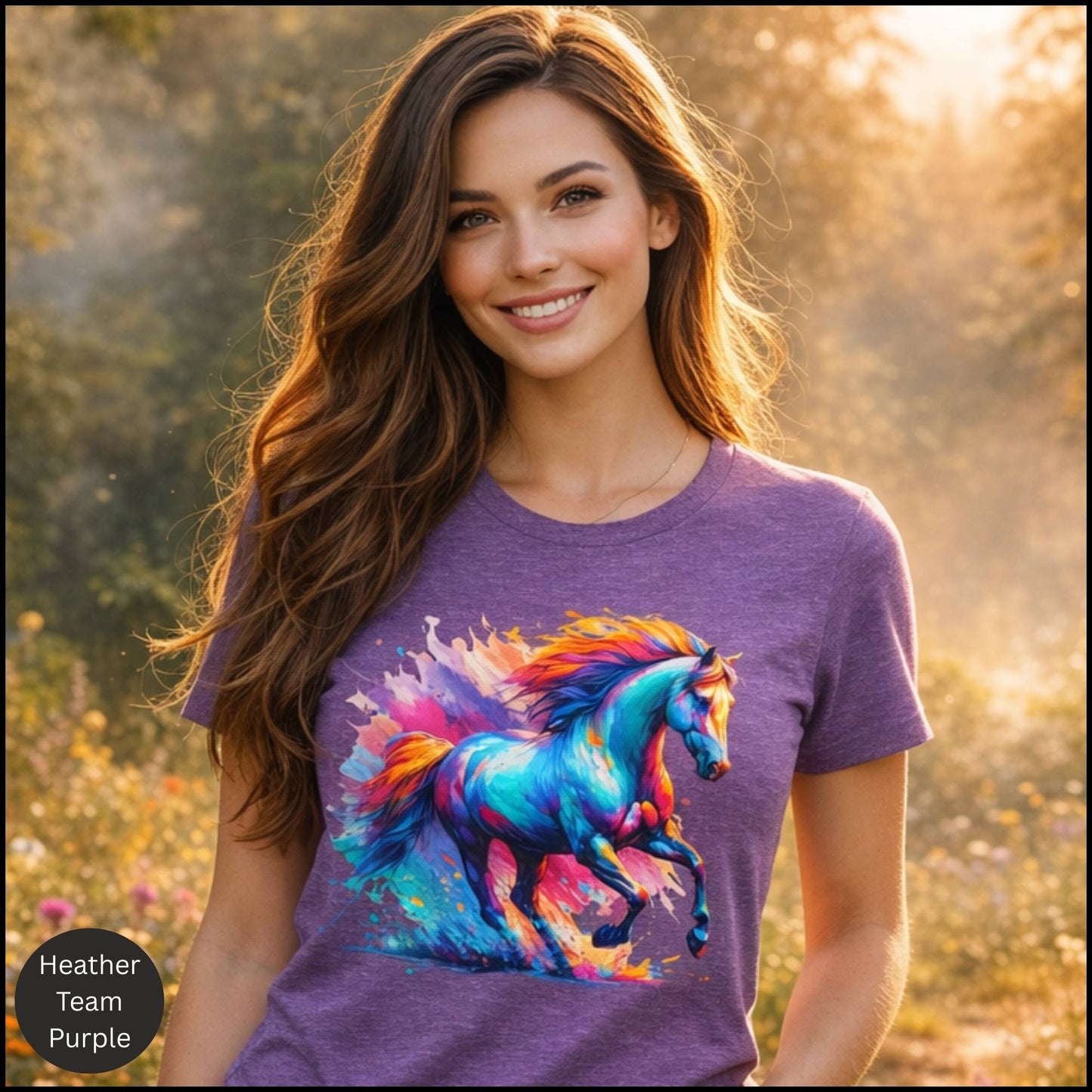 Vibrant Wild Horse Graphic Tee – Colorful Artistic Horse Lover T-Shirt