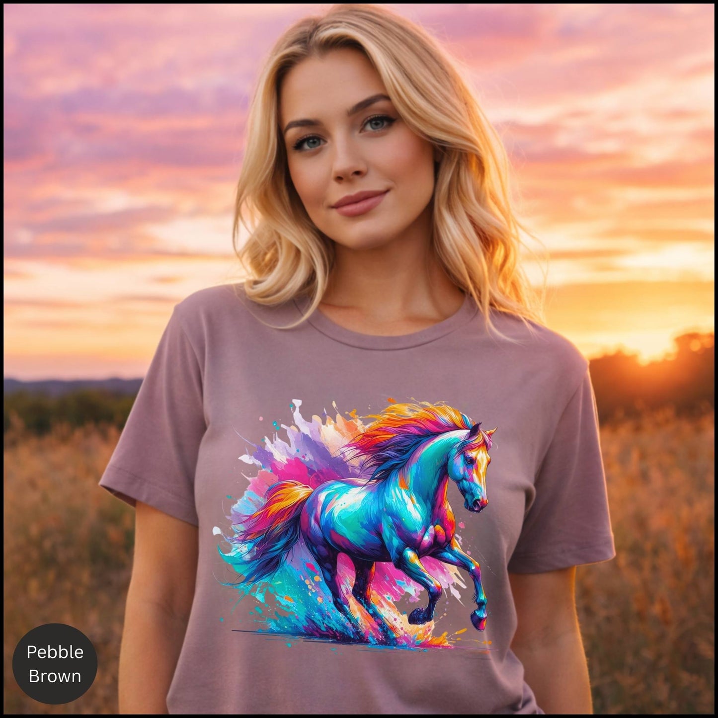 Vibrant Wild Horse Graphic Tee – Colorful Artistic Horse Lover T-Shirt