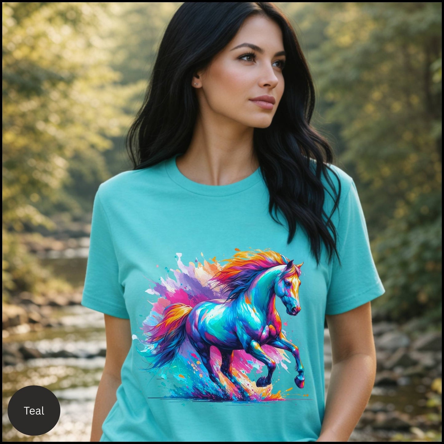 Vibrant Wild Horse Graphic Tee – Colorful Artistic Horse Lover T-Shirt