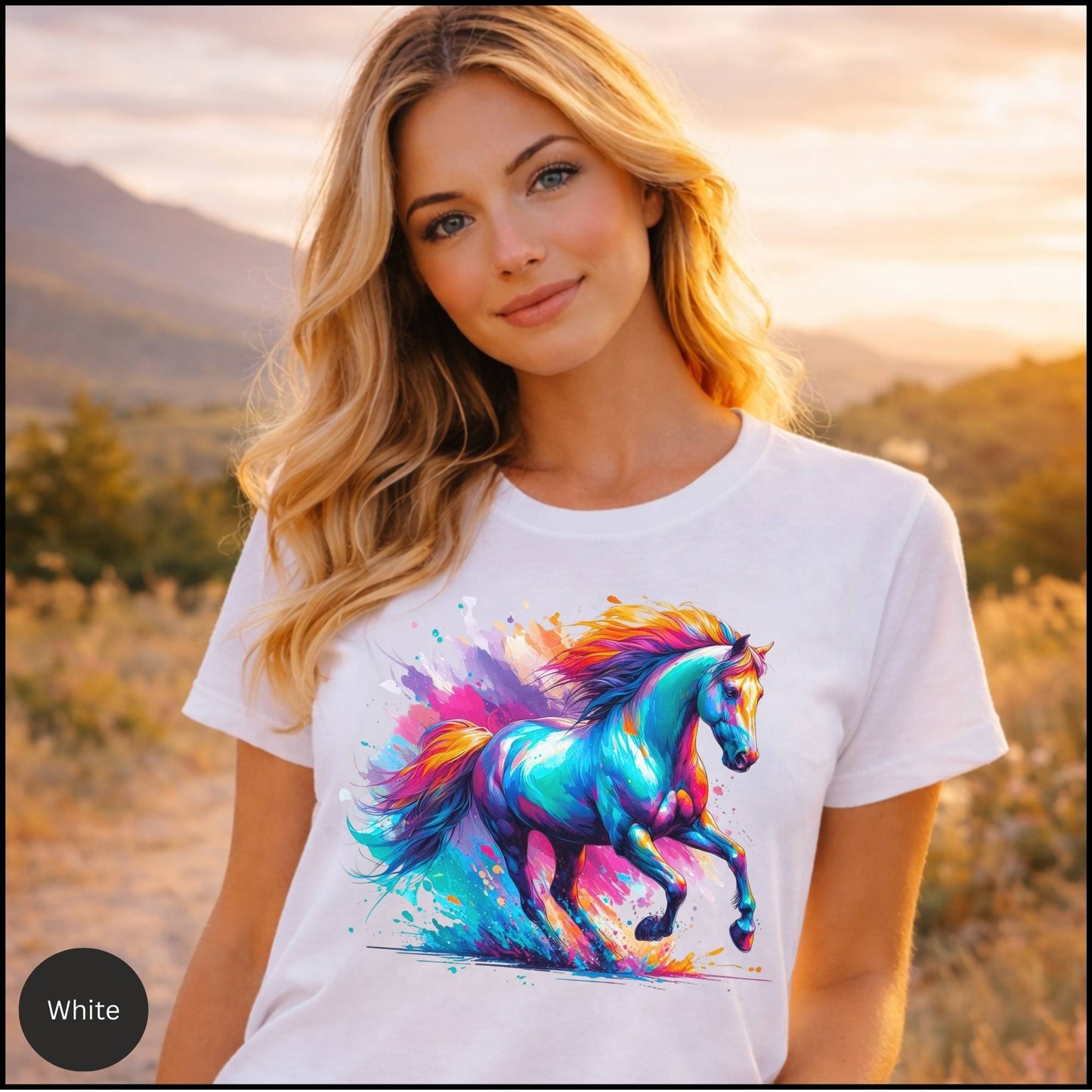 Vibrant Wild Horse Graphic Tee – Colorful Artistic Horse Lover T-Shirt