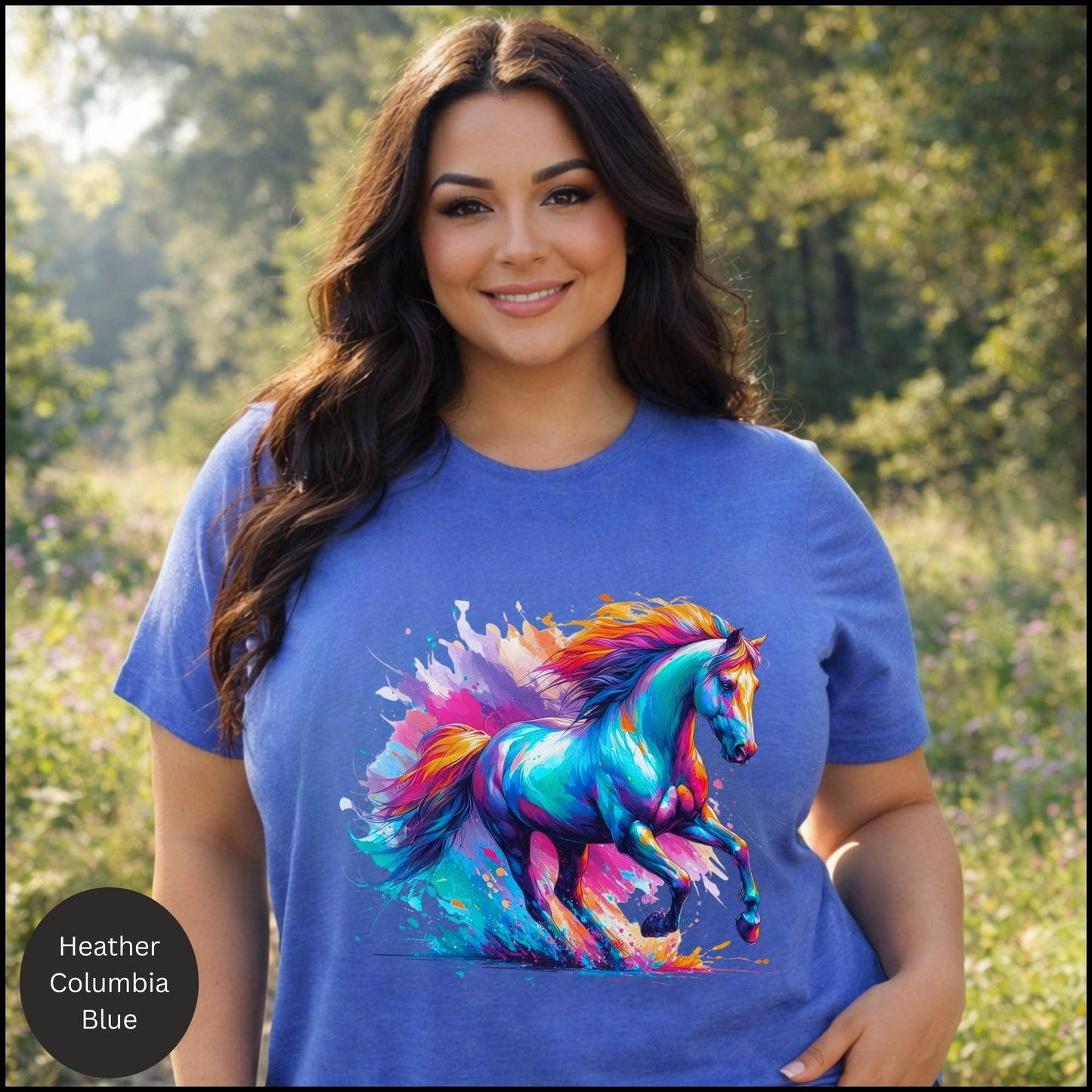 Vibrant Wild Horse Graphic Tee – Colorful Artistic Horse Lover T-Shirt