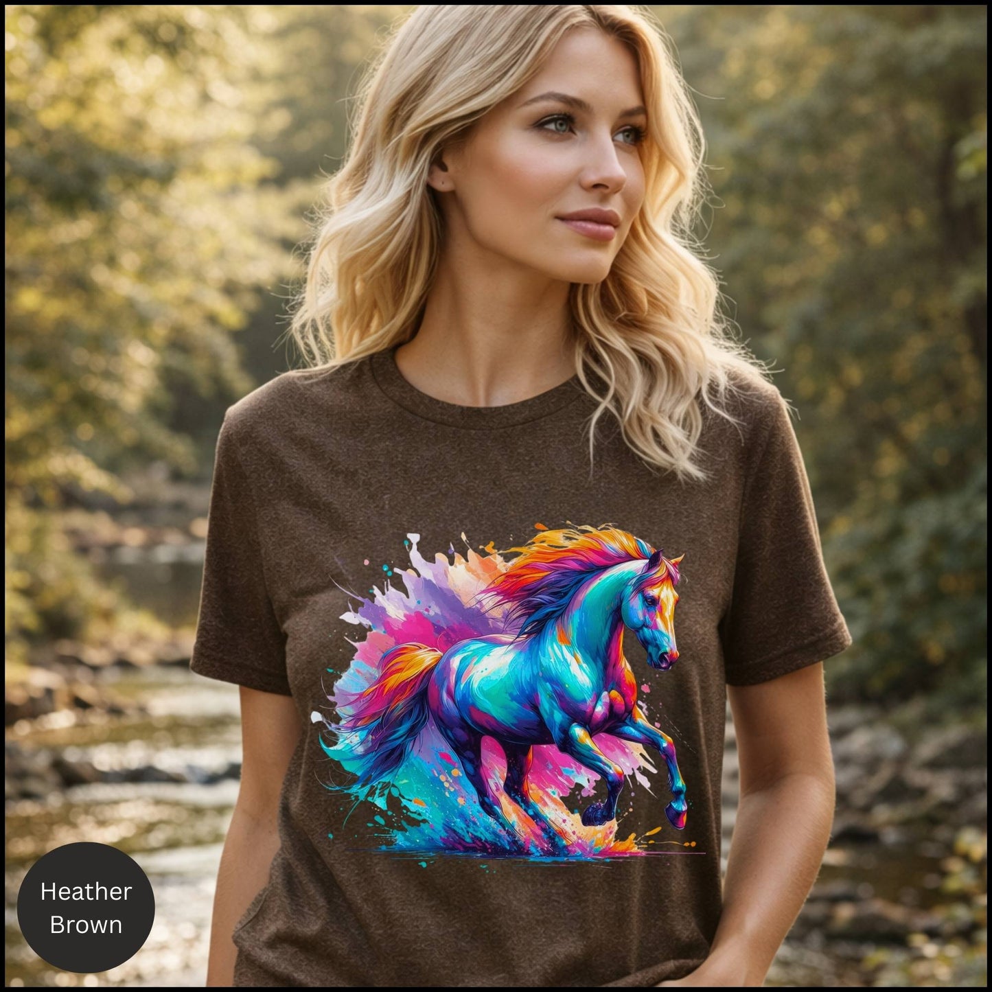 Vibrant Wild Horse Graphic Tee – Colorful Artistic Horse Lover T-Shirt