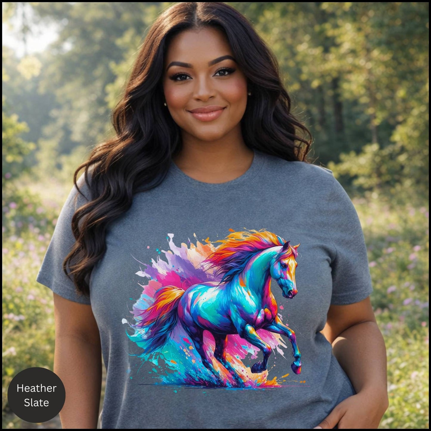 Vibrant Wild Horse Graphic Tee – Colorful Artistic Horse Lover T-Shirt