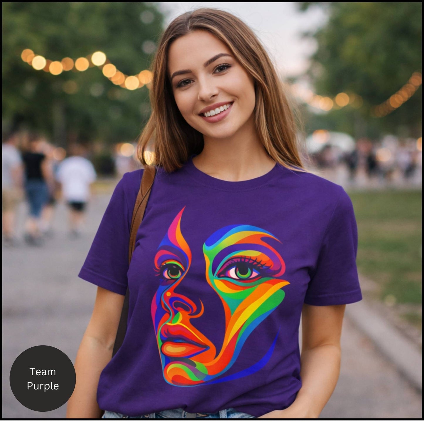 Rainbow Abstract Face Graphic Tee – Bold Modern Art Statement T-Shirt