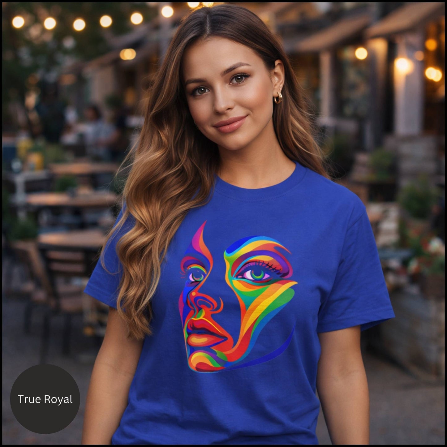 Rainbow Abstract Face Graphic Tee – Bold Modern Art Statement T-Shirt