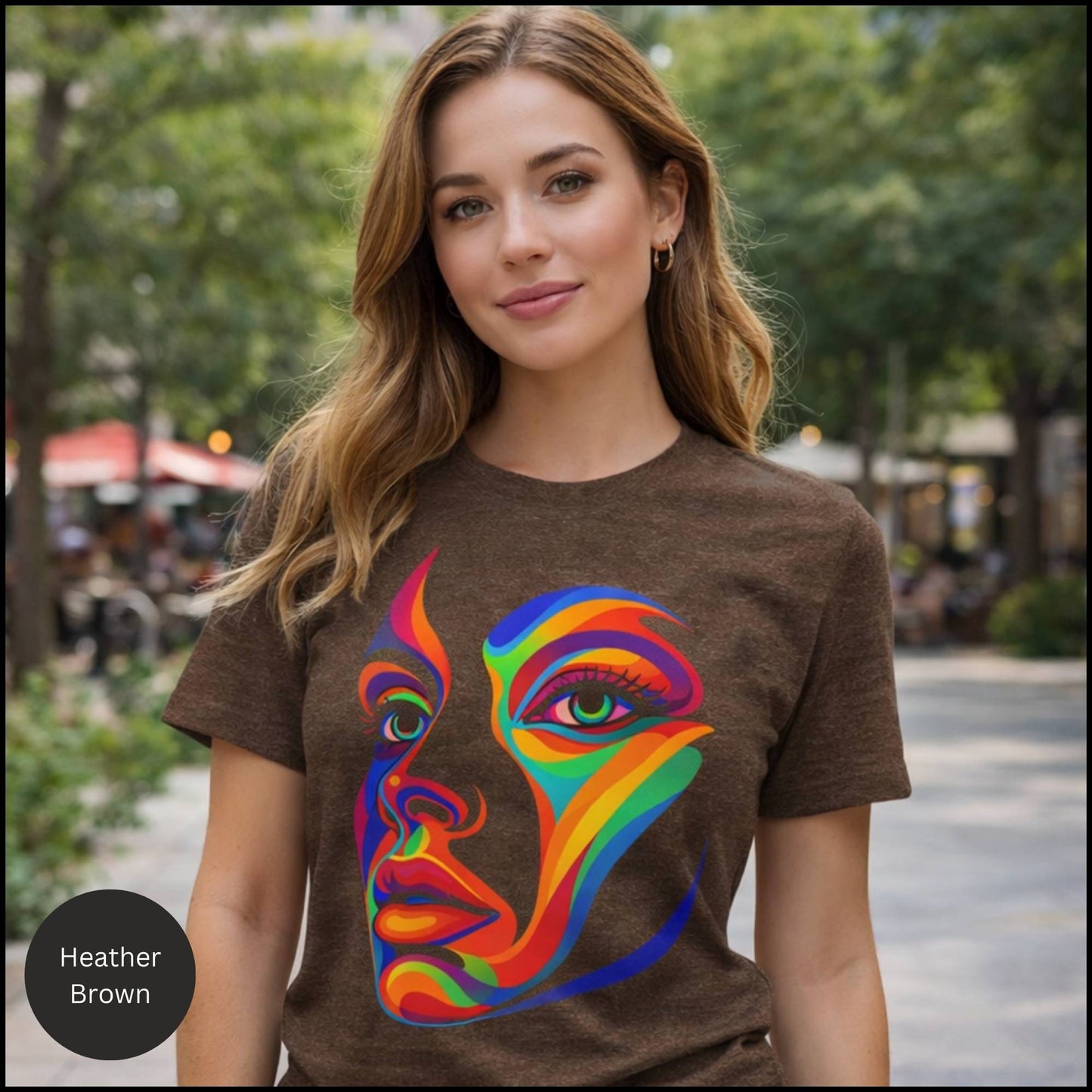 Rainbow Abstract Face Graphic Tee – Bold Modern Art Statement T-Shirt