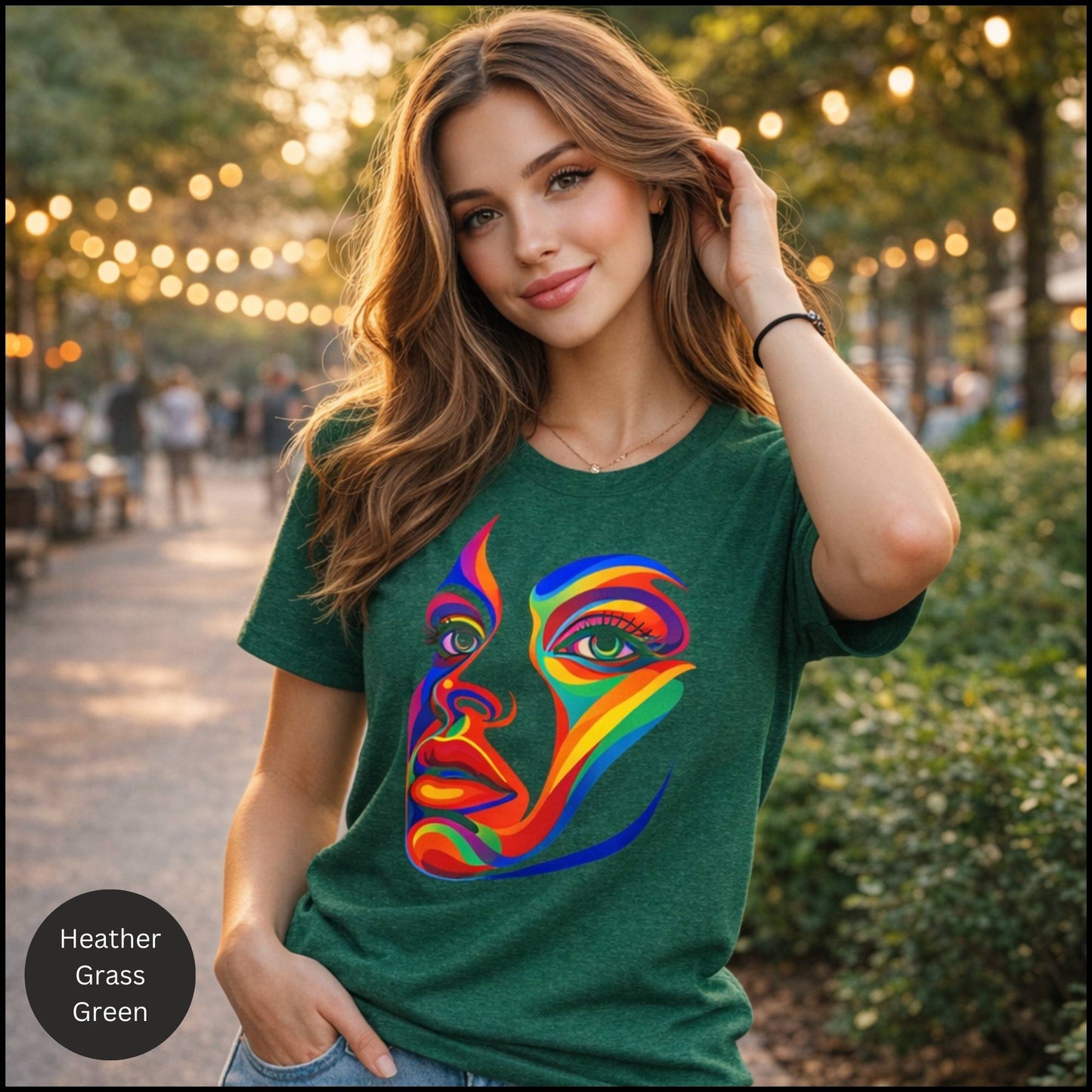 Rainbow Abstract Face Graphic Tee – Bold Modern Art Statement T-Shirt