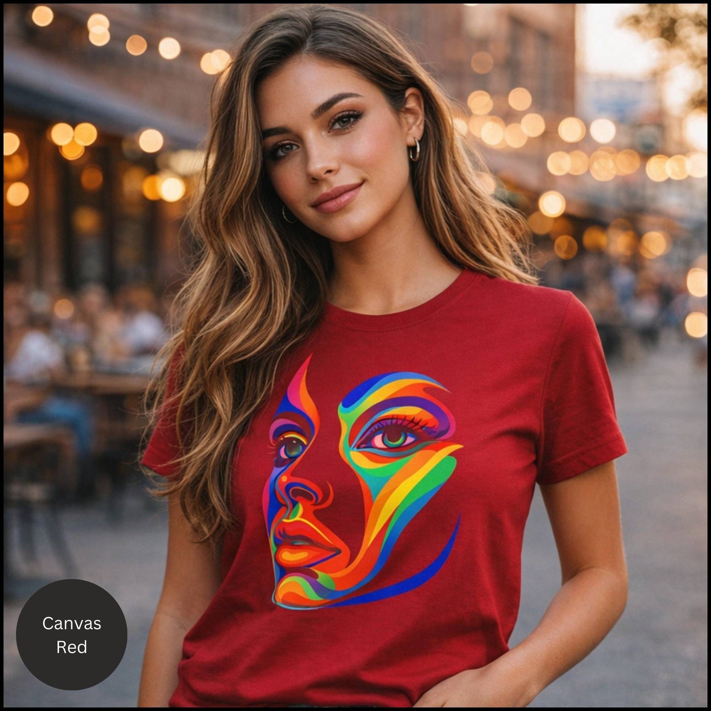 Rainbow Abstract Face Graphic Tee – Bold Modern Art Statement T-Shirt