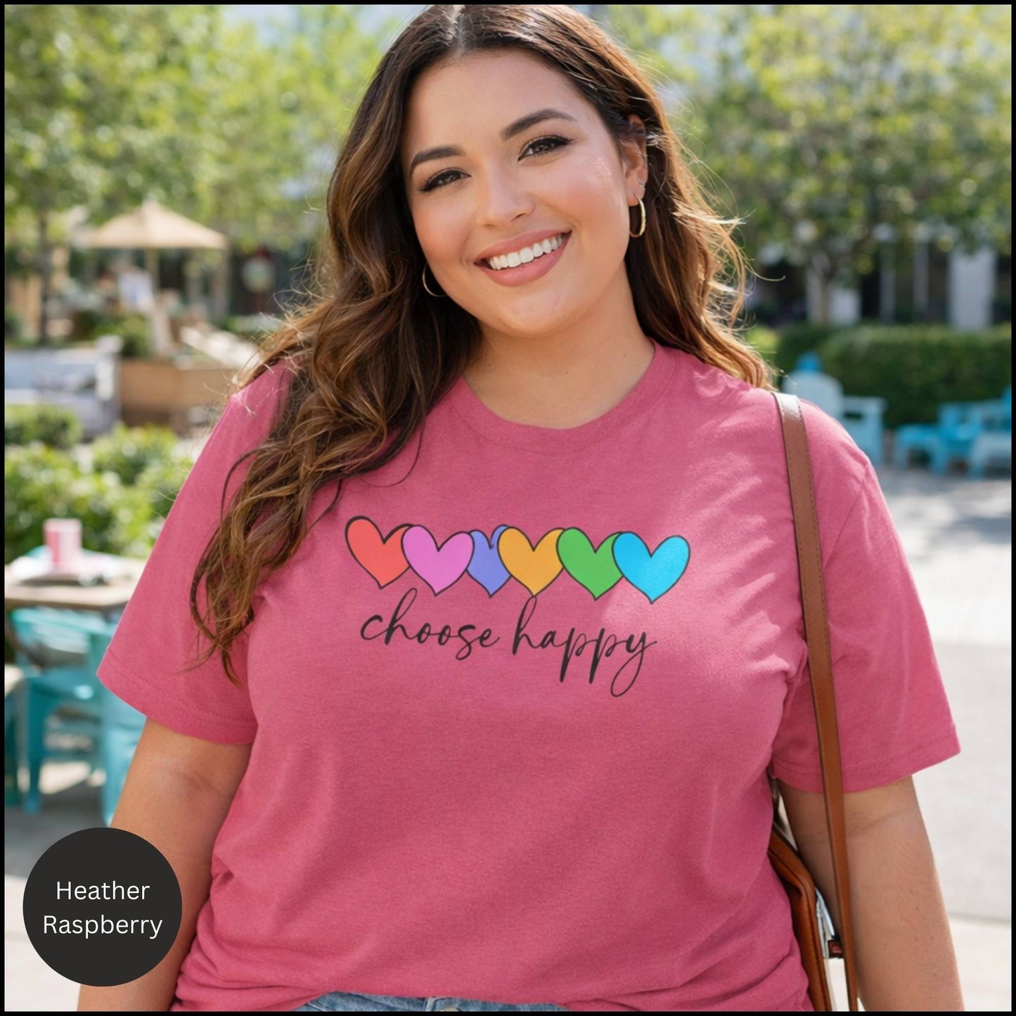Choose Happy Rainbow Hearts Graphic Tee – Positive Affirmation Feel-Good T-Shirt