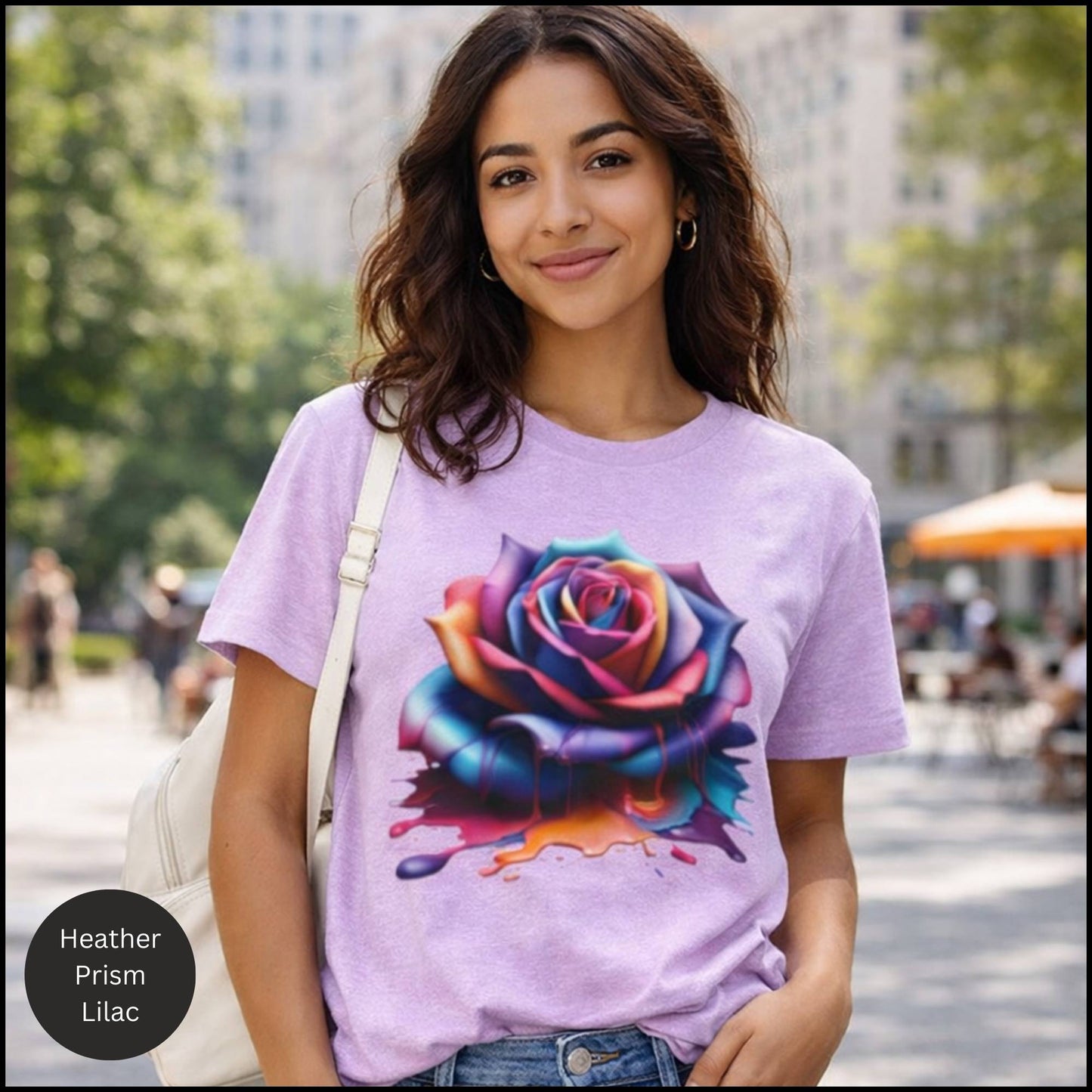 Vibrant Rainbow Rose Graphic Tee – Colorful Artistic Floral Statement T-Shirt