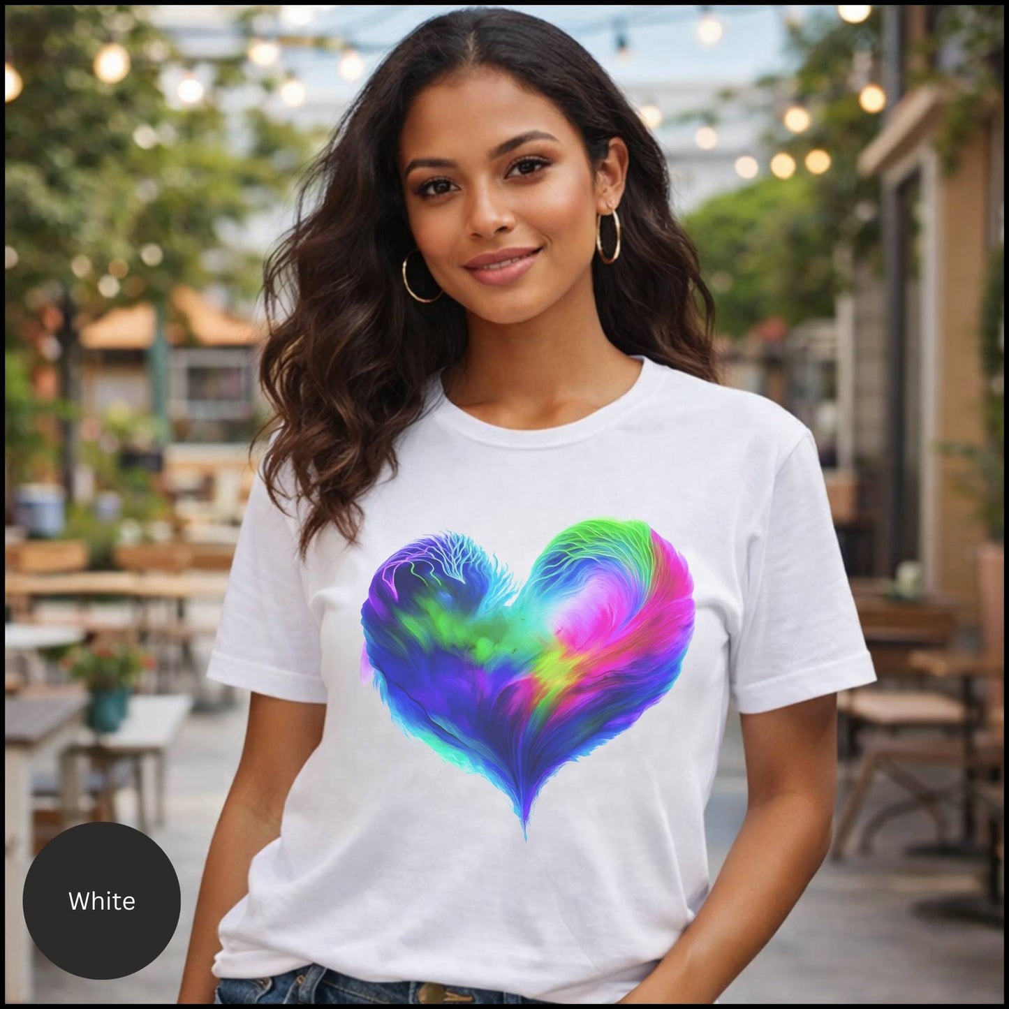 Rainbow Abstract Heart Graphic Tee – Colorful Love & Self-Expression Bella+Canvas T-Shirt