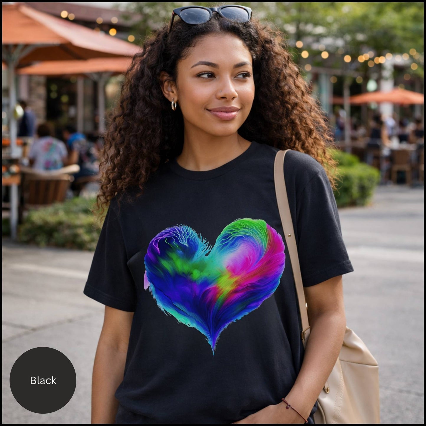 Rainbow Abstract Heart Graphic Tee – Colorful Love & Self-Expression Bella+Canvas T-Shirt