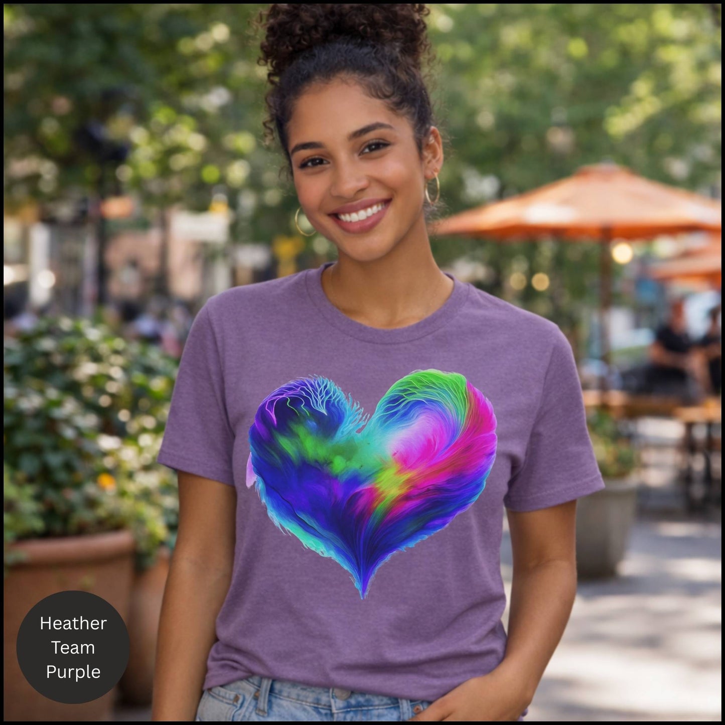 Rainbow Abstract Heart Graphic Tee – Colorful Love & Self-Expression Bella+Canvas T-Shirt