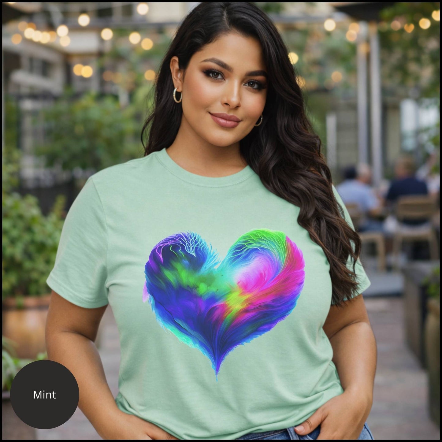 Rainbow Abstract Heart Graphic Tee – Colorful Love & Self-Expression Bella+Canvas T-Shirt