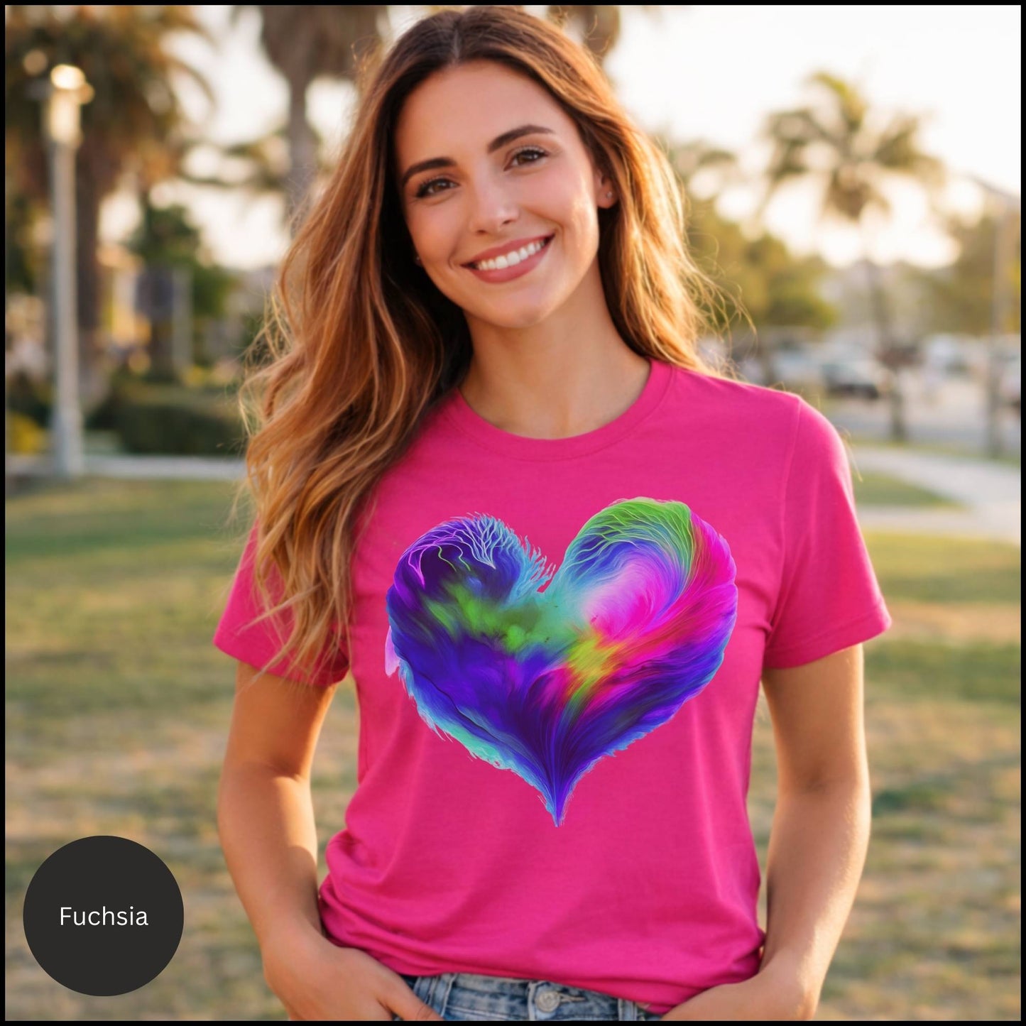Rainbow Abstract Heart Graphic Tee – Colorful Love & Self-Expression Bella+Canvas T-Shirt