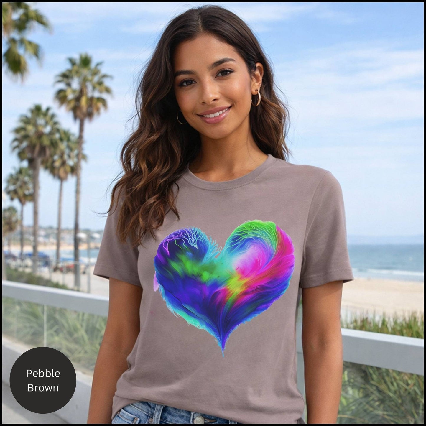 Rainbow Abstract Heart Graphic Tee – Colorful Love & Self-Expression Bella+Canvas T-Shirt