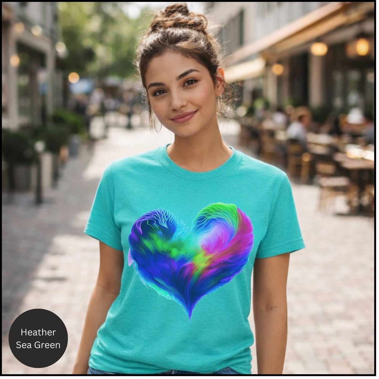 Rainbow Abstract Heart Graphic Tee – Colorful Love & Self-Expression Bella+Canvas T-Shirt