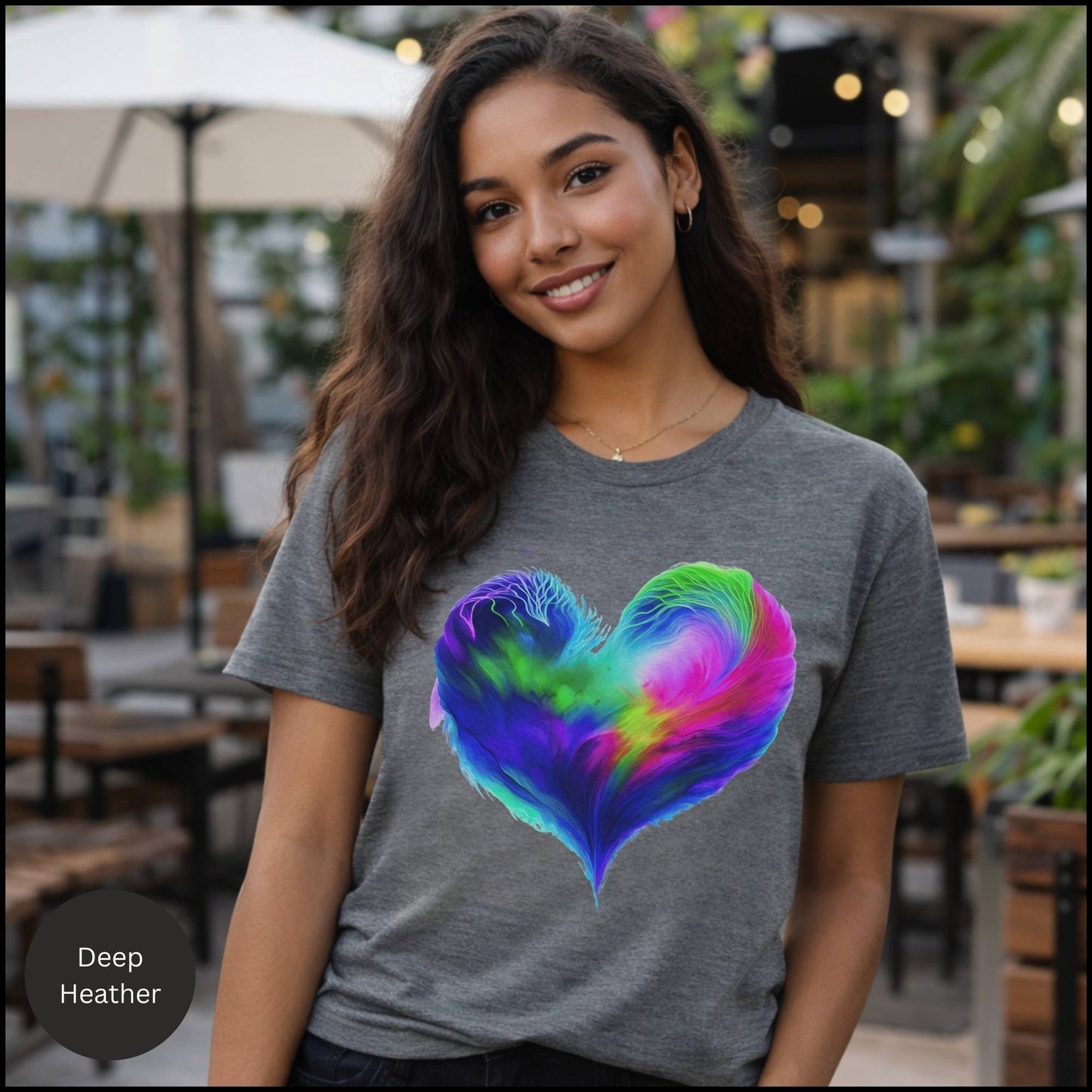 Rainbow Abstract Heart Graphic Tee – Colorful Love & Self-Expression Bella+Canvas T-Shirt