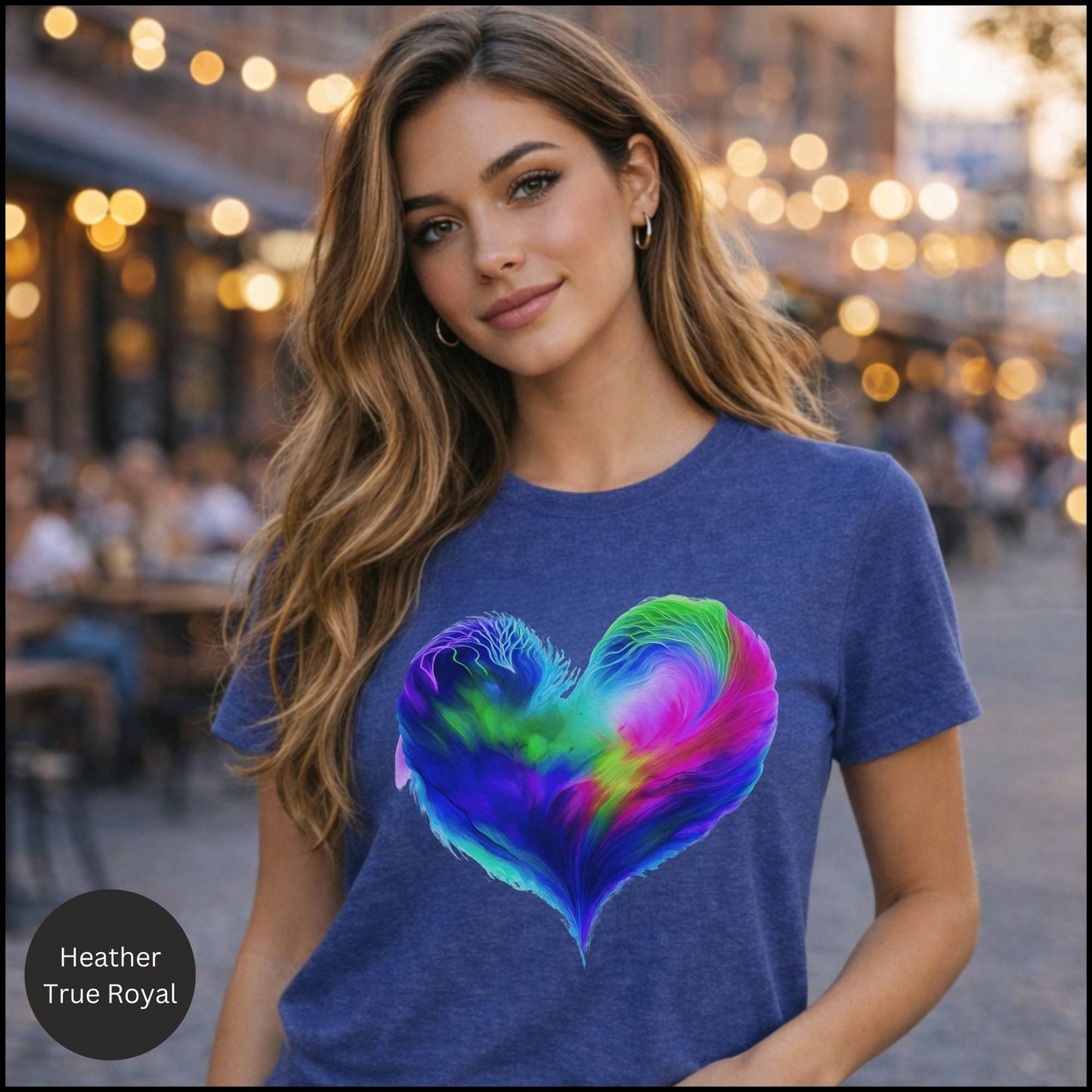 Rainbow Abstract Heart Graphic Tee – Colorful Love & Self-Expression Bella+Canvas T-Shirt
