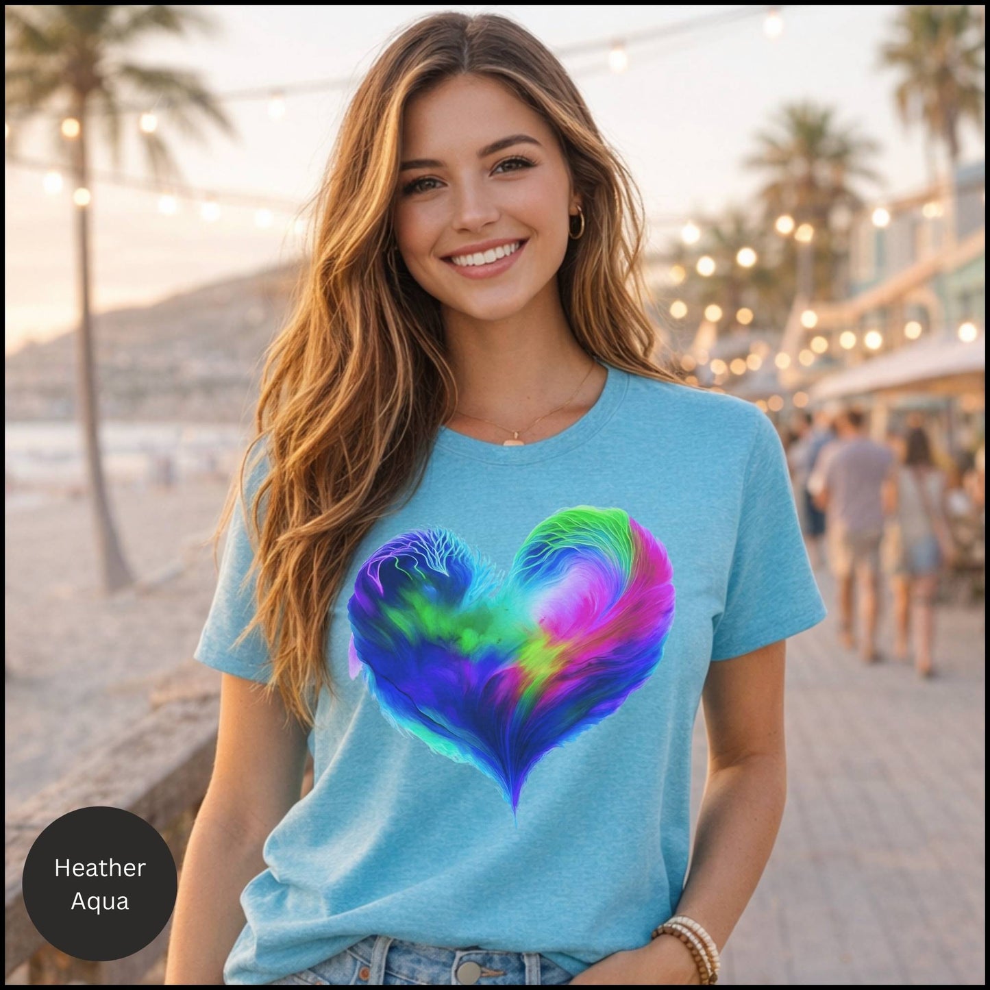 Rainbow Abstract Heart Graphic Tee – Colorful Love & Self-Expression Bella+Canvas T-Shirt