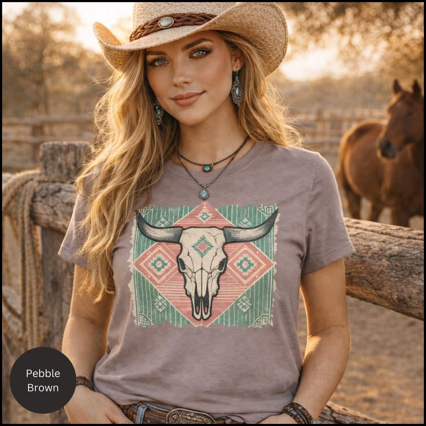 Desert Bloom Steer Skull Tee | Boho Western Cowgirl Graphic T-Shirt