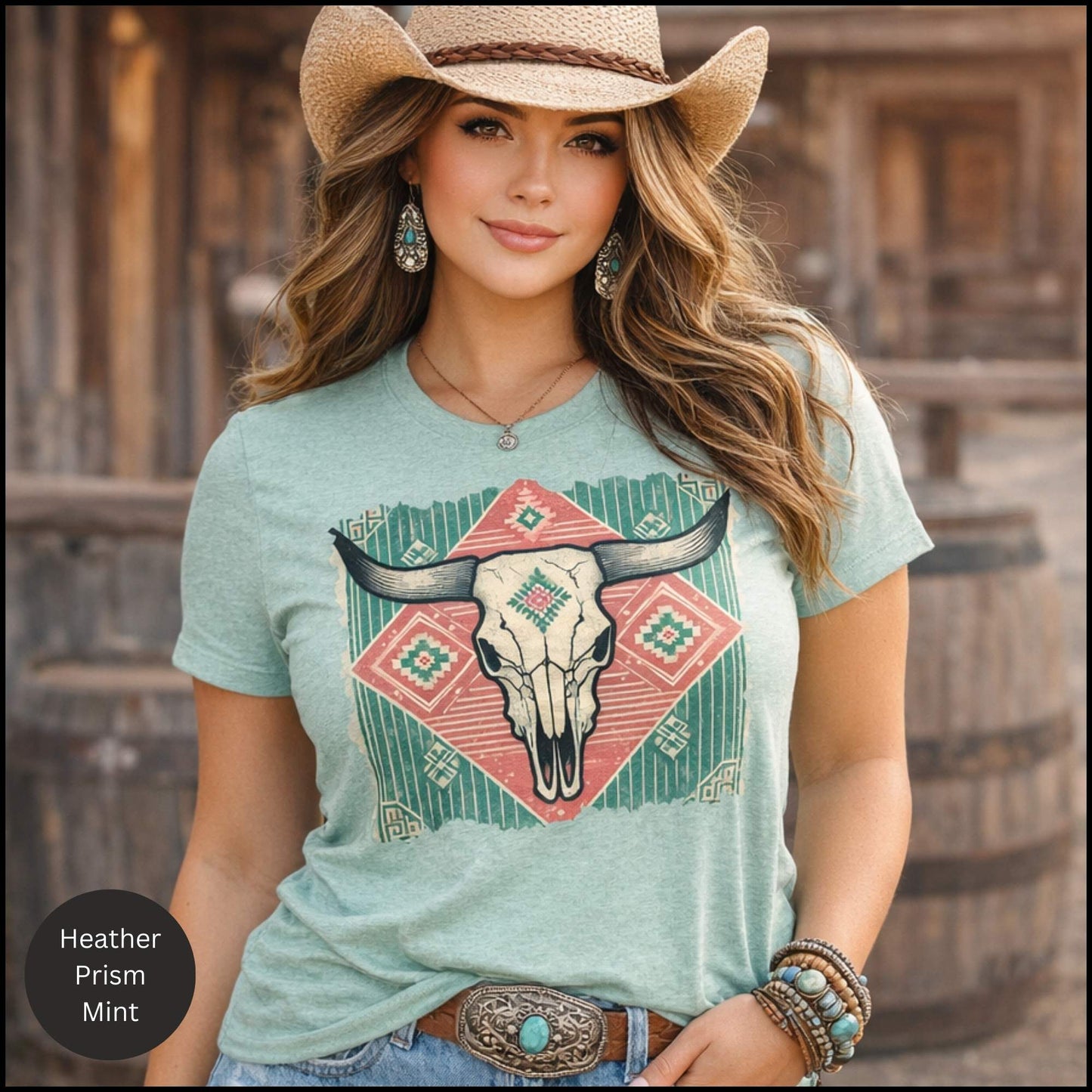 Desert Bloom Steer Skull Tee | Boho Western Cowgirl Graphic T-Shirt