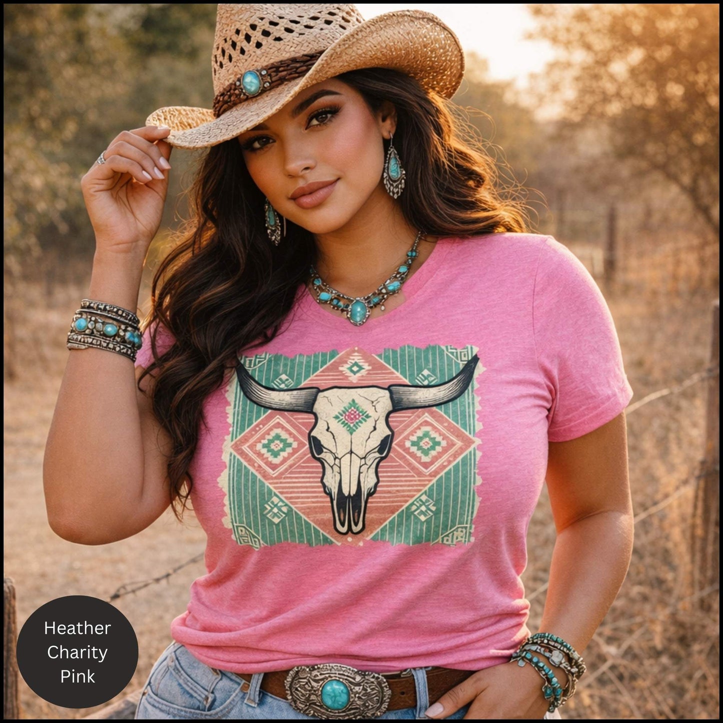 Desert Bloom Steer Skull Tee | Boho Western Cowgirl Graphic T-Shirt