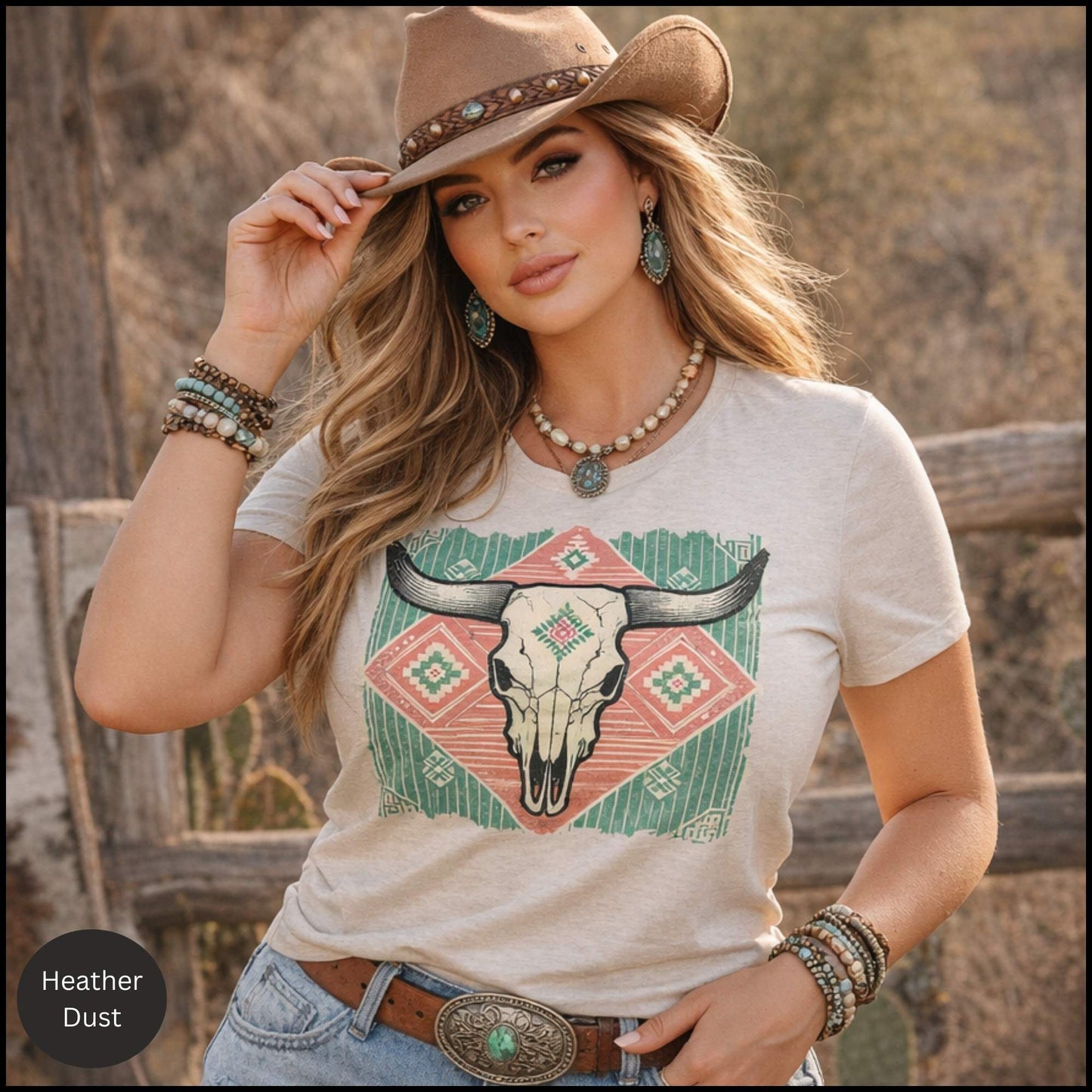 Desert Bloom Steer Skull Tee | Boho Western Cowgirl Graphic T-Shirt