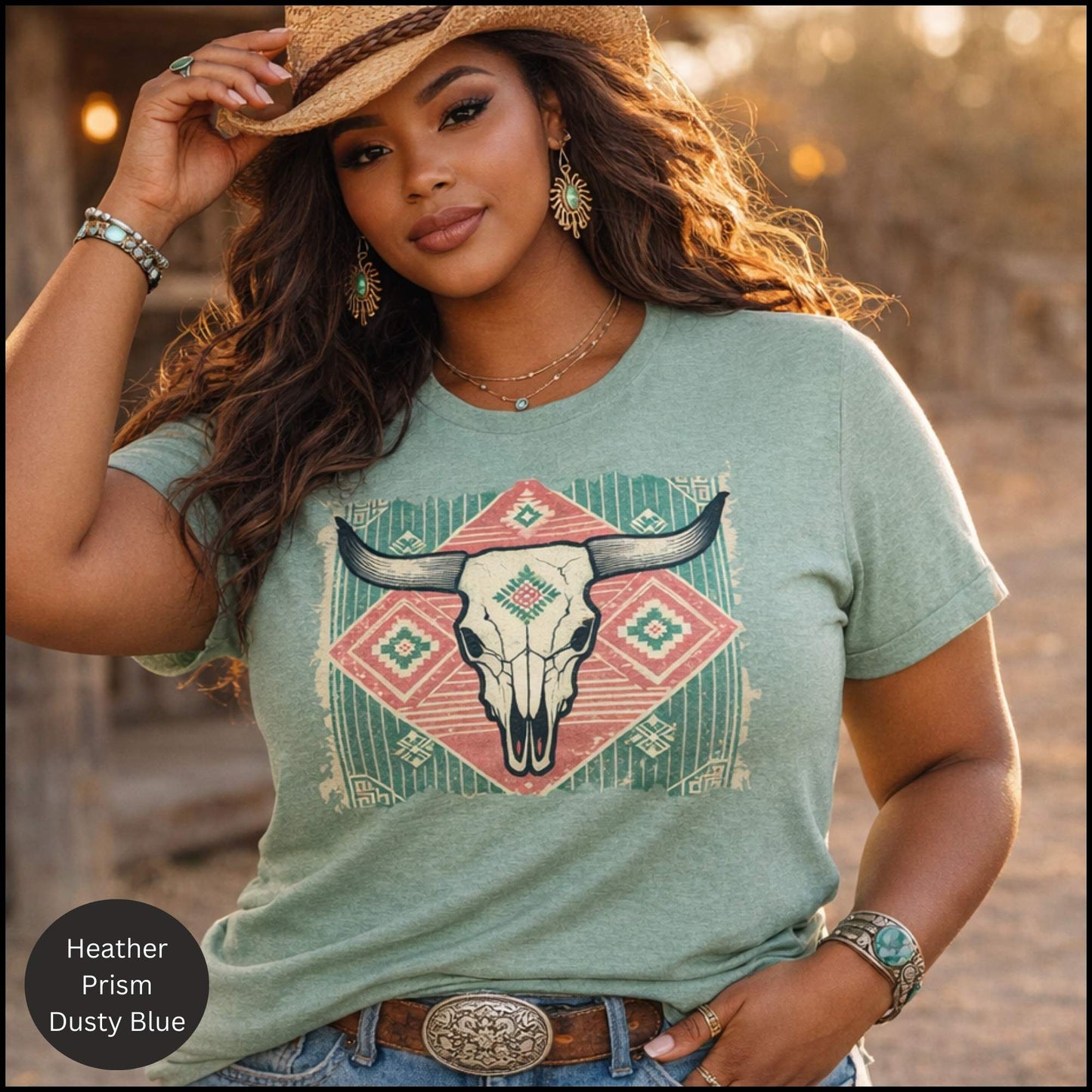 Desert Bloom Steer Skull Tee | Boho Western Cowgirl Graphic T-Shirt