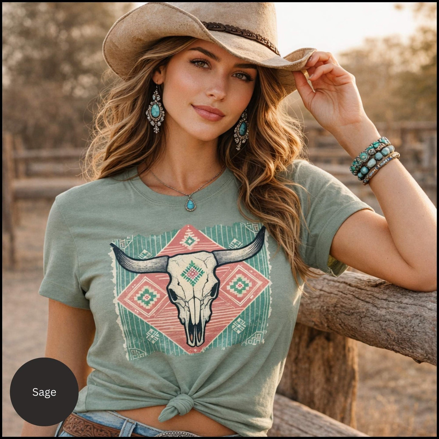 Desert Bloom Steer Skull Tee | Boho Western Cowgirl Graphic T-Shirt